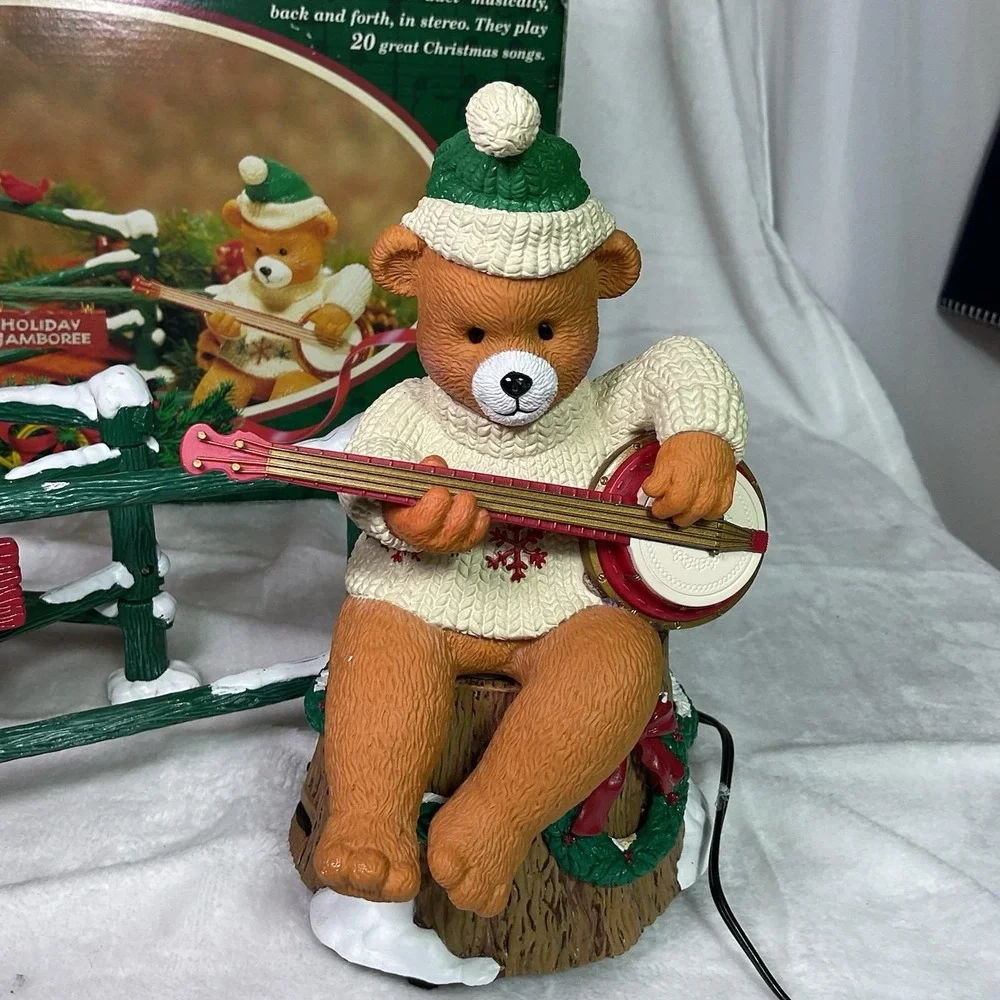 Mr. Christmas Dueling Banjo Bears Animated Musical 20 Songs 1997 Works W/ Box